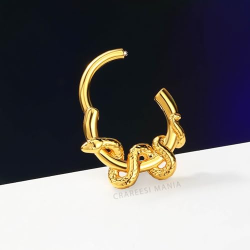 CM Crareesi Mania Snake Septum Rings 316L Stainless Steel Septum Piercing Jewelry 16G Daith Piercing Jewelry Burn Silver Daith Helix Earrings for Men2
