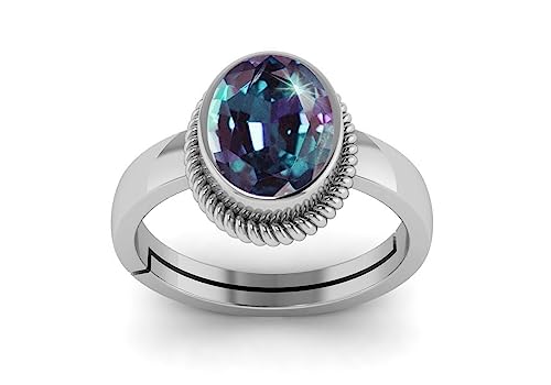 LMDPRAJAPATIS 5.50 Carat Natural Alexandrite Ring for Women – Multicolor Gemstone Birthstone Ring – Classic Sterling Silver Statement Jewelry