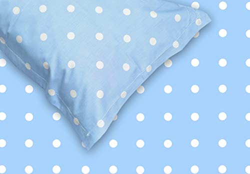 Image of Haus & Kinder 100% Cotton Kids Bedsheet for Bed, 1 Bedsheet Cotton (88 x 57 Inches) with 1 Pillow Cover| 186 TC Candy Polka (Blue)