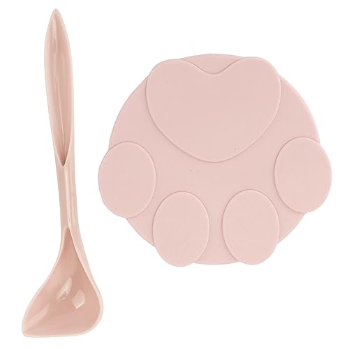 Atyhao Haustier Dosen Abdeckungen, Universal Silikon Tier futter Dosen Deckel Silikon Dichtung deckel mit Löffel für Hunde und Katzen futter[Rosa] Nassfutter