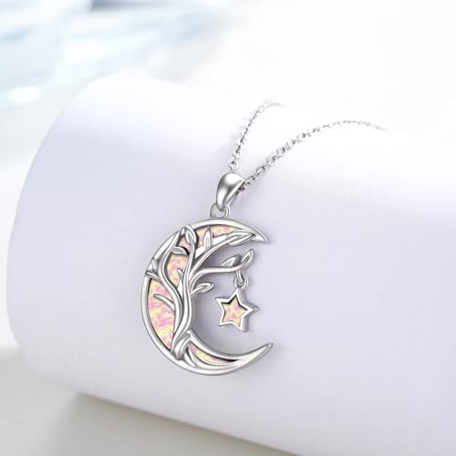 Tree of Life/Celtic/Moon Necklace 925 Sterling Silver Moon Pendant Abalone/Opal jewelry for Women Sister2