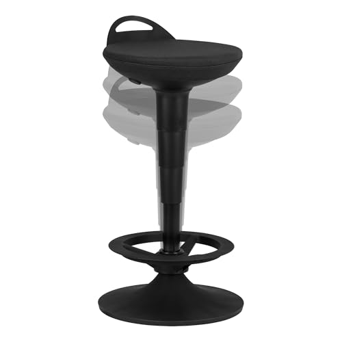 Image of Adjustable-Height Padded Lab Stool - Black