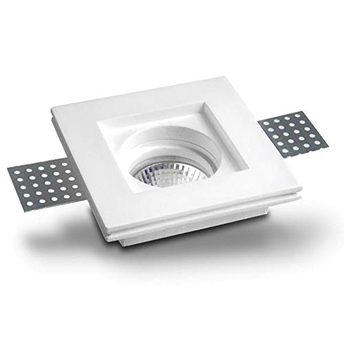 Aplique de yeso cuadrado fino para encastrar en el techo, agujero mm, para bombillas GU10 y MR16, cód. 1495 Cover