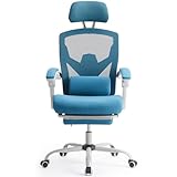 Sweetcrispy Office Computer Desk Chair, Ergonomic High-Back Mesh Rolling Work Swivel Chairs with Wheels, Comfortable Lumbar Support, Comfy Arms for Home, Bedroom, Study, Student, Classic Blue