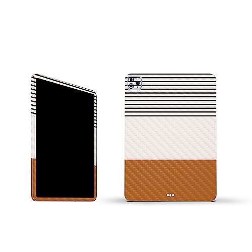 Image of MightySkins Carbon Fiber Skin Compatible with Apple iPad Pro 11 inch M2 4th Gen (2022) Full Wrap Kit - Neutral Stripes | Protective, Durable Textured Carbon Fiber Finish | Easy to Apply | Made in The USA