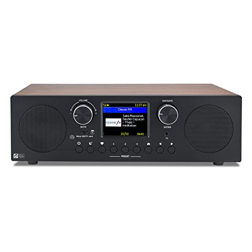 Image of Ocean Digital WR-800 FM Wi-Fi Internet Radio Stereo Speakers Micro SD Line Out Aux in 30,000+ Stations Stress Relief Relaxation Sleep Aid 2.8 inch Color Display Wooden Casing Black