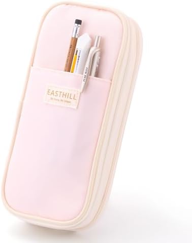 EASTHILL Polyester Big Capacity Pencil Case Large Pencil Pouch Stationery Pen Bag For Teen Girls, Pink (Pink)