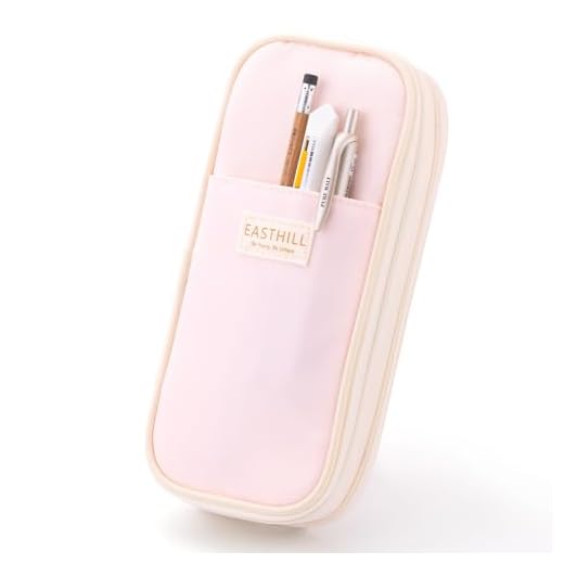 EASTHILL Big Capacity Pencil Case Large Pencil Pouch Stationery Pen Bag for Teen Girls-Pink