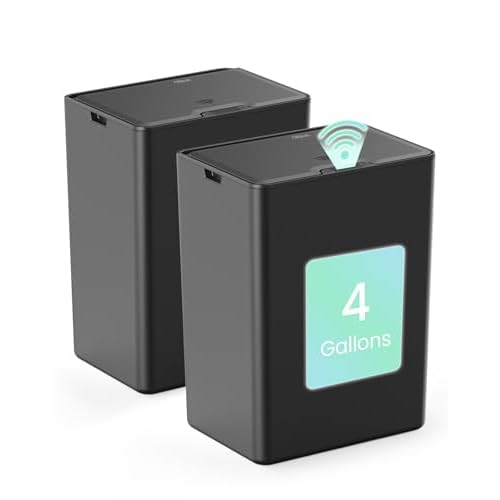 Cesun 2 Pack 4 Gallon Bathroom Trash Can with Lid, Small Automatic Trash Can, Touchless Motion Sensor Garbage Can, Black Plastic Waste Basket for Bathroom, Bedroom, Toilet, Office, Rv 2 Pack