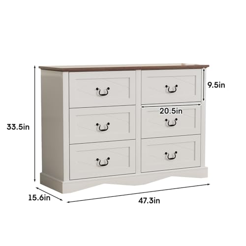 Vabches-Dresser-for-Bedroom-with-6-Drawers-Farmhouse-White-Dresser-for-Closet-33-Inch-Tall-Dresser-Chest-of-Drawers-with-Deep-Drawers-for-Living-Room-Entryway Vabches Dresser for Bedroom with 6 Drawers Farmhouse White Dresser for Closet 33 Inch Tall Dresser Chest of Drawers with Deep Drawers for Living Room Entryway