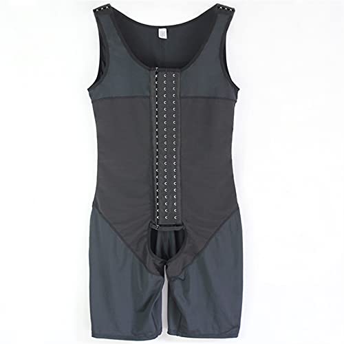 XMXM Men's One-Piece Shapewear Weight Loss Full Body Shaper Tummy Control Bodysuit Plus Size Waist Trainer Breathable (Color : Black, Size : Medium)
