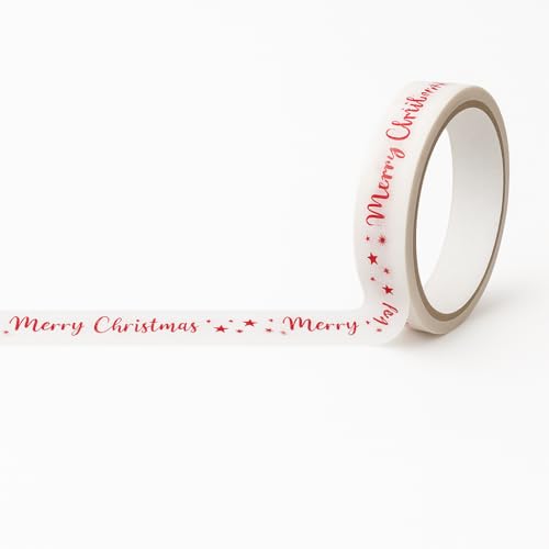 MA NASIR Christmas Tape Roll Red Merry Christmas Decorative Wrapping Tape Festive Adhesive Craft Tape for Xmas Gifts Cards Scrapbooking Journaling Tape [30m x 2.4cm]