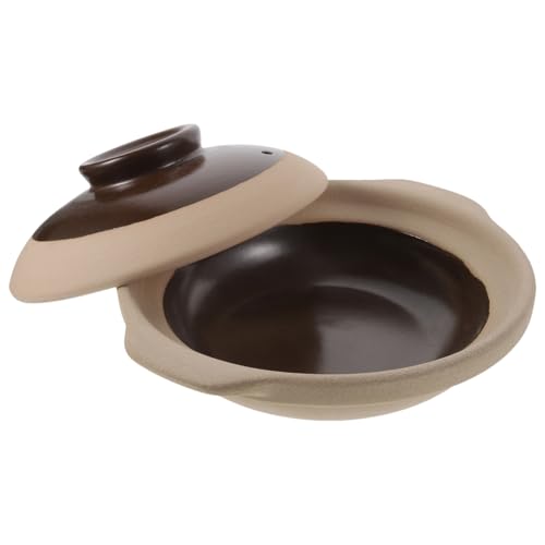 VERDANVERSE Cazuela De Cerámica 20 Cm Olla De Barro Tapa Resistente a Ácidos y Alcalis Utensilio Cocina Para Gas y Estofados Uso Doméstico Hogar