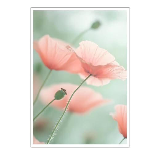Lienzo de flores de coral con ilustraciones verdes brumosas