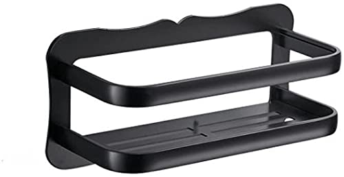 Étagère de douche en aluminium noir sans perçage pour salle de bain et cuisine (11x15x40cm)