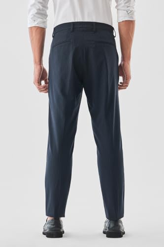 Image of SNITCH Men Formal Trousers | Tailored Pleated Design with Regular Fit & Smooth Texture | Premium Polyester Blend for Office, Meetings & Special Occasions