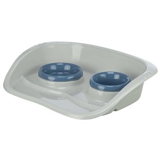 Trixie 24721 Napf-Set, Kunststoff, 0,25 l/ø 9 cm & 0,3 l/ø 11 cm/46 × 11 × 30 cm, weiß/Näpfe: