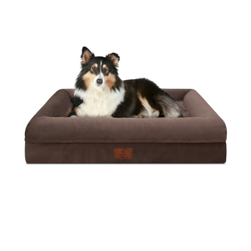 Image of Orthopedic Dog Bed Waterproof Pet Sofa for Large Sized Dogs | 360 Degree Bolster Support, Egg Crate Foam, Waterproof Liner, Non-Slip Bottom, Machine Washable Cover, 36 x 27 Inch