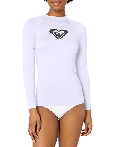 Roxy Women s Standard Whole Hearted Long Sleeve UPF 50 Rashguard, White 2022, S