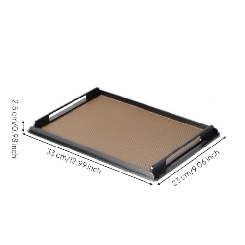 Bandeja rectangular con marco metal y asas marrón claro GT-D057 3