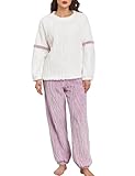 BAJAOEY Women's Fleece Pajamas Set Flannel Winter Warm Fuzzy Sherpa Pjs Long Sleeve Cozy Sleepwear for Women Pink