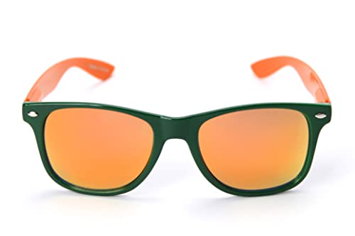 NCAA Miami Hurricanes MIAFL-4 Green Front Temple, Orange Lenses Sunglasses, One Size, Green3