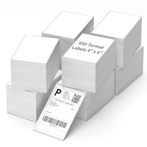 Image of 4 inch x 6 inch Fanfold Direct Thermal Labels, 2000 Per Stack, White Perforated Shipping Labels Compatible with Zebra, Elton Printers(8 Stacks)