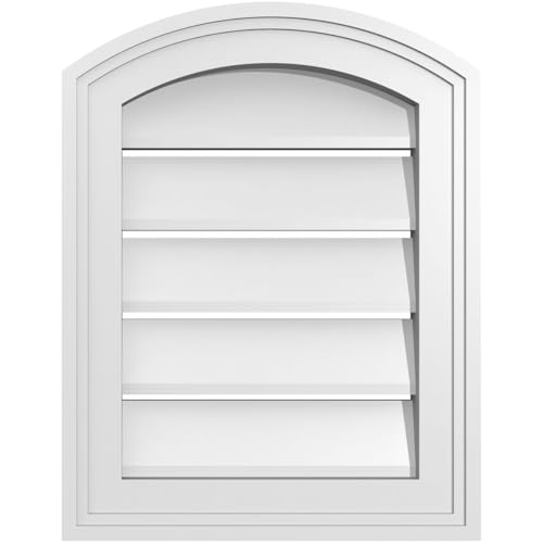 Ekena Millwork GVPAR14X1802SF Arch Top Surface Mount PVC Gable Vent, 14"W x 18"H, Factory Primed White