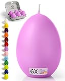 Kerzenfeld® Eierkerzen Lila 6 Stück, 60 x 45mm Premium Frühlingsdeko und Ostergeschenk, Handgetaucht und mit 7+ Stunden Brenndauer, Made in Germany - Unparfümiert und RAL-Zertifiziert