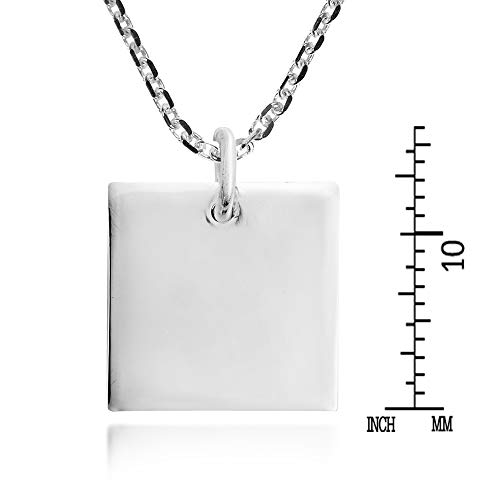 Aeravida Plain Geometric Square .925 Sterling Silver Pendant Necklace #TOP4
