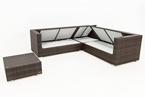 OUTFLEXX XXL Lounge Sofaset inkl. Hocker/Beistelltisch aus Polyrattan in braun marmoriert für 6 Personen, mit Polster… – Bild 3