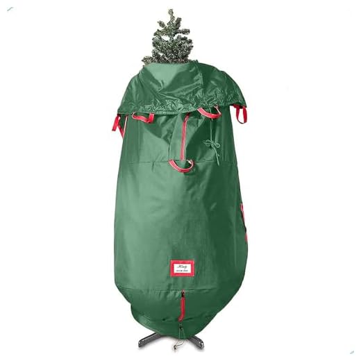 Upright Christmas Tree Storage Bag - Heavy Duty Tear Proof 600D/ Inside PVC Material for Extra Durability - Holds up to 9 Foot Assembled Trees- Stays Attached to Stand- Premium Durable Quality, Green