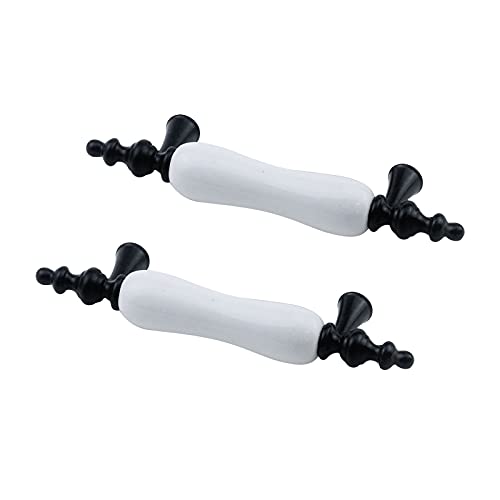 Risbay 8Pcs 3" Black And White Ceramics And Zinc Alloy Handles For Cabinet,Dresser,Drawer #TOP2