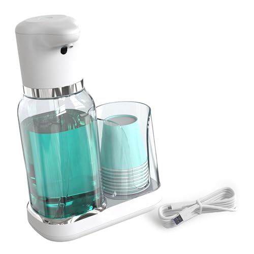 Dispensador de enjuague bucal eléctrico con niveles de líquido ajustables, diseño recargable para organización de encimera de baño, dispensador de enjuague bucal recargable