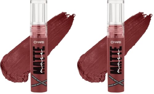 Image of MARS Matte Muse Mousse Lipstick (3ml) (18-FIERCE STAR) with Doe-Foot Applicator | Highly Pigmented | Smooth Texture | Hydrating Formula | Blurry Lips Effect (Pack of 2)