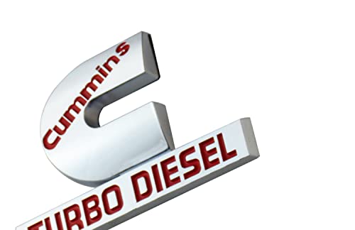 Image of 2PCS 4.4Inch Cummins Turbo Diesel Emblem Badge Compatible for RAM 1500 2500 3500 (Chrome Red)