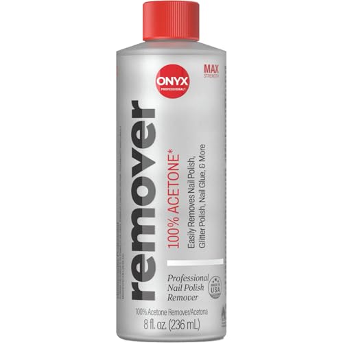 Onyx Professional 100% Pure Acetone Nail Polish Remover Kit with 7 inch Nail File, 8 fl oz - Made in USA, Maximum-Strength Gel Polish Remover, Artificial & Glitter Nail Polish