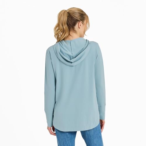 Life is Good Women's Keep it Simple Daisy Smile Crusher-FLEX Hoodie Tunic, Smoky Blue3