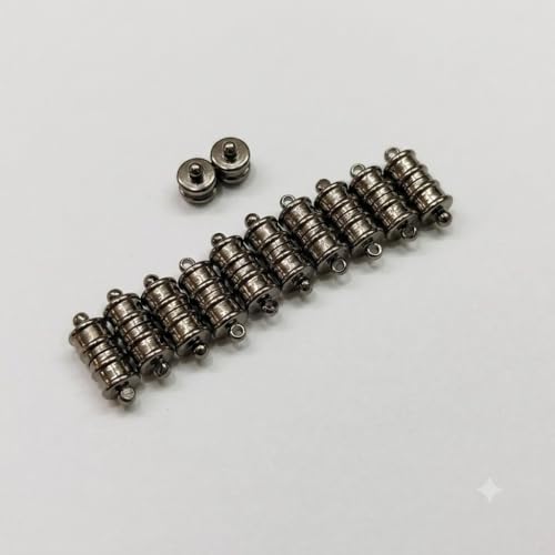 Image of Beadsnfashion 10 Pcs Tube Magnetic Clasp - 18x6mm, Nickel Finish | Premium Magnetic Clasp for Jewellery Making, Bracelets & Necklaces | Essential Jewelry Findings Kit