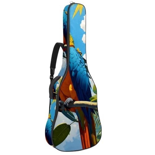 Sac de guitare acoustique étanche imprimé perroquet avec protection antichoc