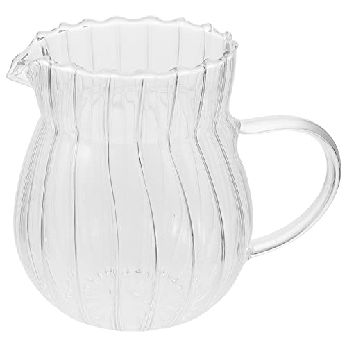 ABOOFAN Pichet à Lait En Verre Petite Taille, Récipient De Stockage Du Lait Goulot Anti-fuite, Surface Lisse En Verre Transparent, Pour Maison Et Restaurant, Pichet Pratique Pour Café Et Desserts