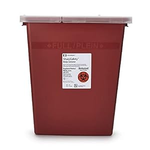 Sharps Container, SharpSafety 1-Piece 17-1/2 H X 15-1/2 W X 11 D Inch 8 Gallon Red Hinged Lid, 8980- – Case of 10