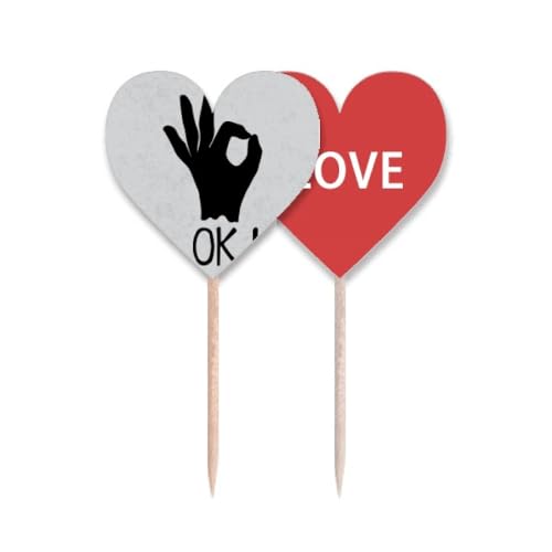 Palillo de dientes personalizado con diseño de corazón elegante y bandera de madera OK Outline