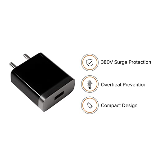 Image of 18W Charger for Xiaomi Redmi 13C 5G / 13 C Charger Original Adapter Like Android Mobile Fast USB Wall Charger with 1 Meter USB Type C Charging Data Cable (3 Amp, TMI16, Black)