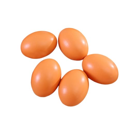 Voarge 5 Pcs Huevos de Madera, Falsos Realistas Simulación Promueven la Puesta o Previenen el Consumo de Huevos