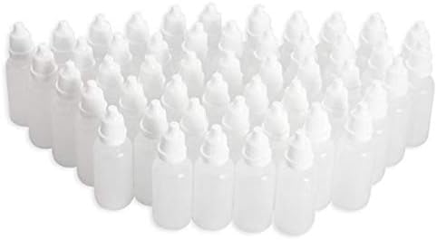 Miniatura 2 de 50 botellas de plástico vacías transparentes de 0.5 onzas fluidas de 0.5 onzas líquidas con tapa de rosca blanca, soporte de almacenamiento de gotas