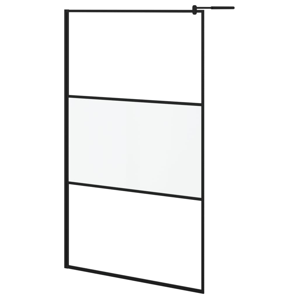 LAPOOH Mampara Ducha con Estante Vidrio ESG y Aluminio Negro 115x195cm, Mampara Bañera, Mampara Baño Ducha, Cabina De Ducha, Mampara Baño - 3185483