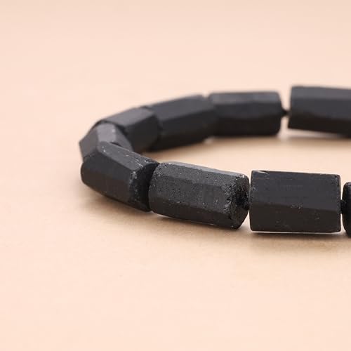COAI Lava Black Tourmaline Beaded Bracelet for Men, Black Stone Raw Crystal Bracelet for Men4