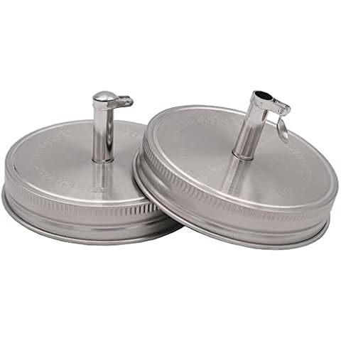 Stainless Steel Pour Spout Oil Cruet Lids by Mason Jar Lifestyle (2 Pack, Wide Mouth) Cover