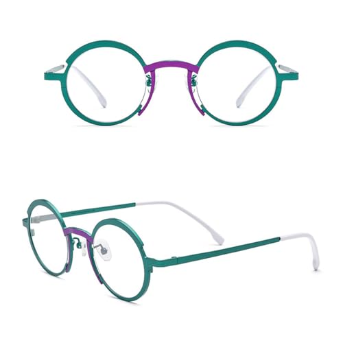 Monture de lunettes rondes Arc-en-ciel en titane pur avec verres clairs mode mixte